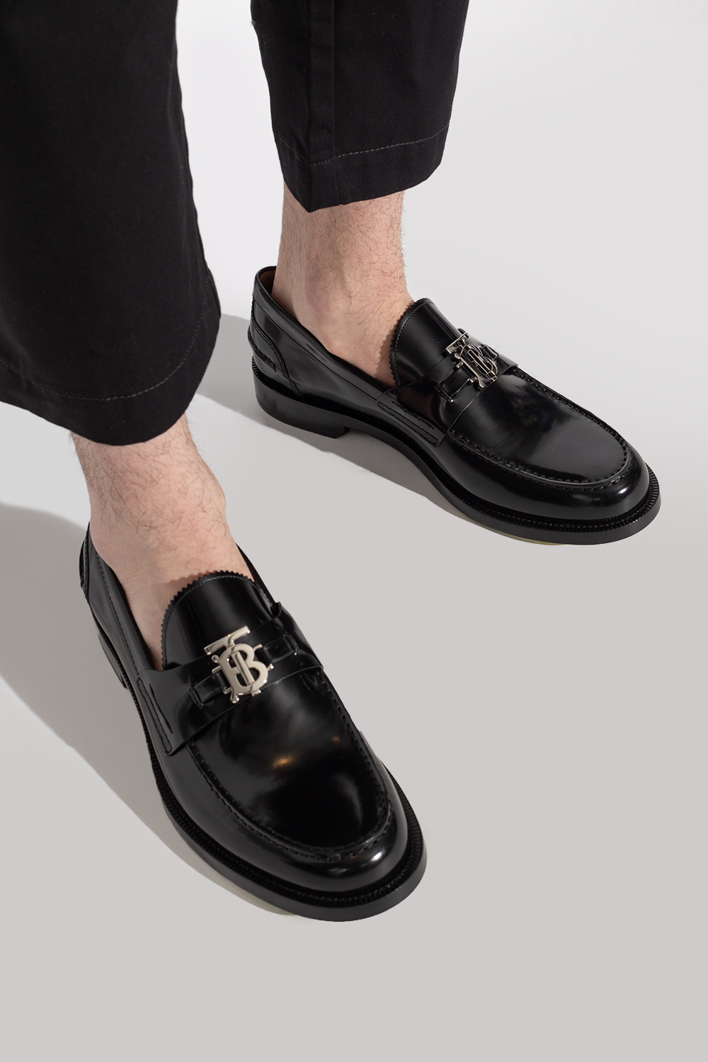 IetpShops GB Black Leather loafers Burberry burberry